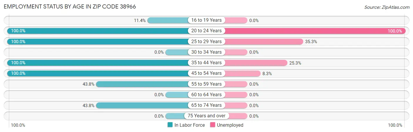 Employment Status by Age in Zip Code 38966