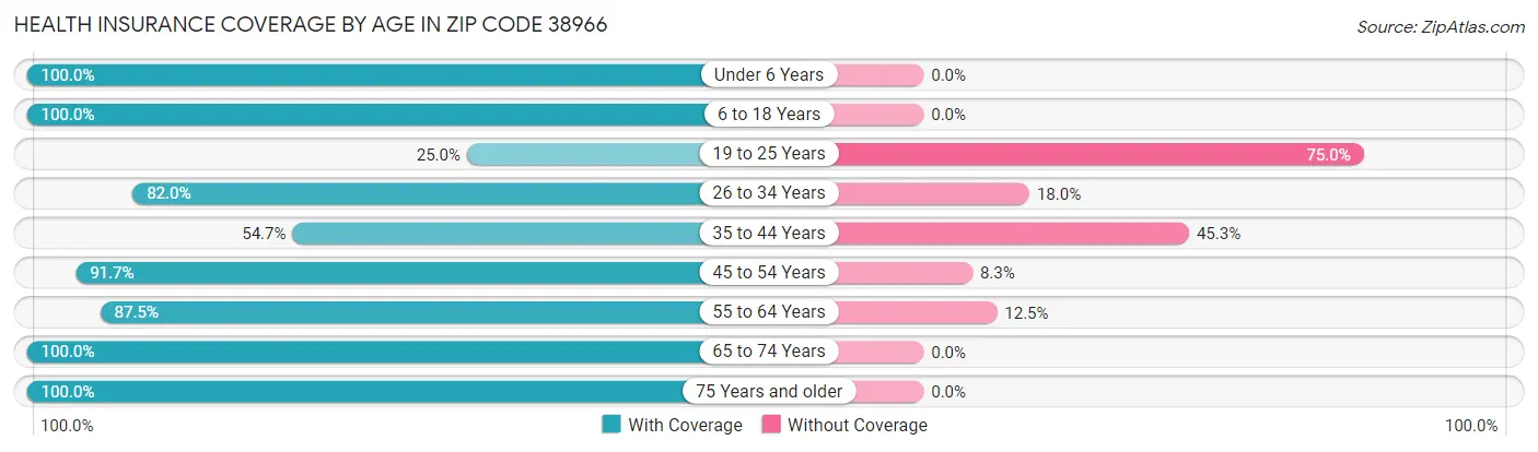 Health Insurance Coverage by Age in Zip Code 38966