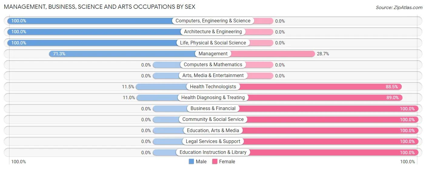 Management, Business, Science and Arts Occupations by Sex in Zip Code 39040