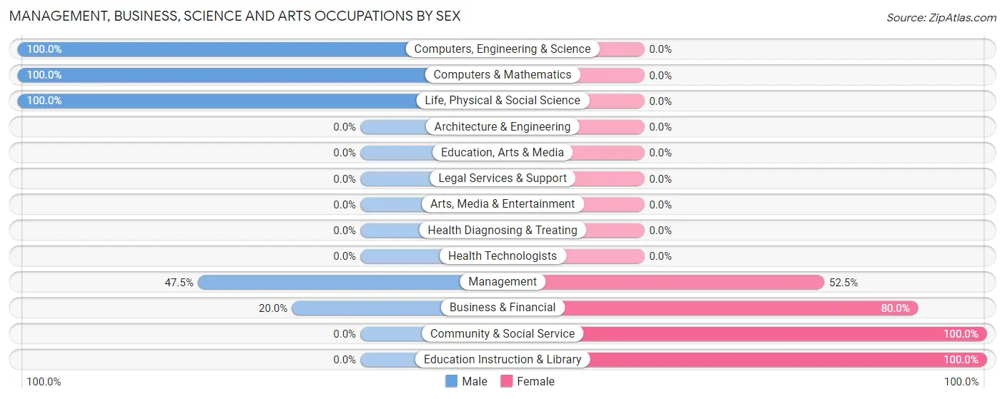 Management, Business, Science and Arts Occupations by Sex in Zip Code 39045
