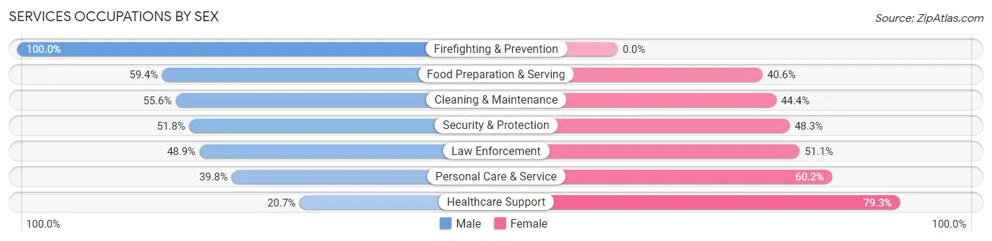 Services Occupations by Sex in Zip Code 39051