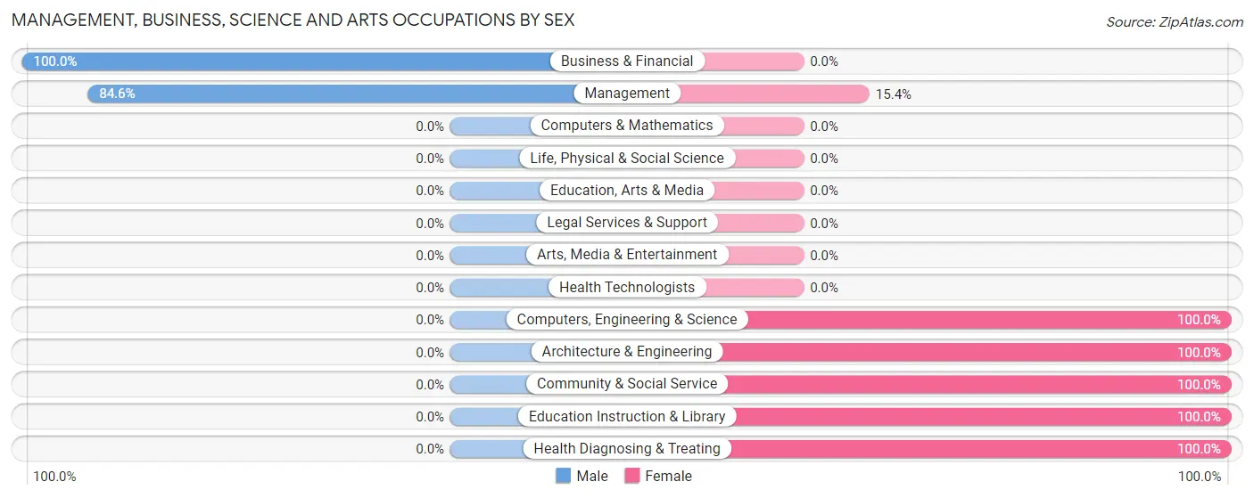 Management, Business, Science and Arts Occupations by Sex in Zip Code 39062