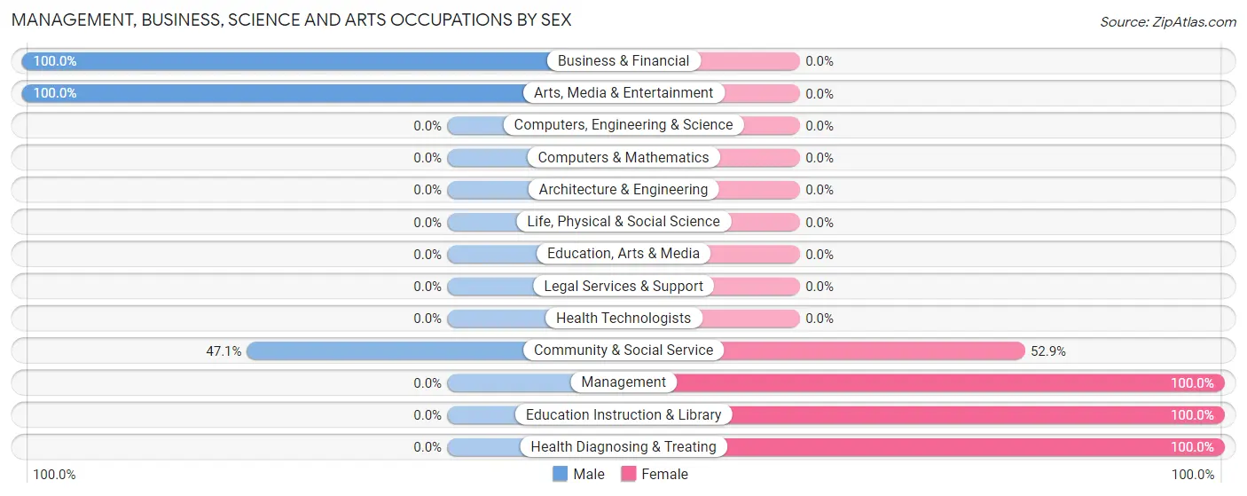 Management, Business, Science and Arts Occupations by Sex in Zip Code 39063