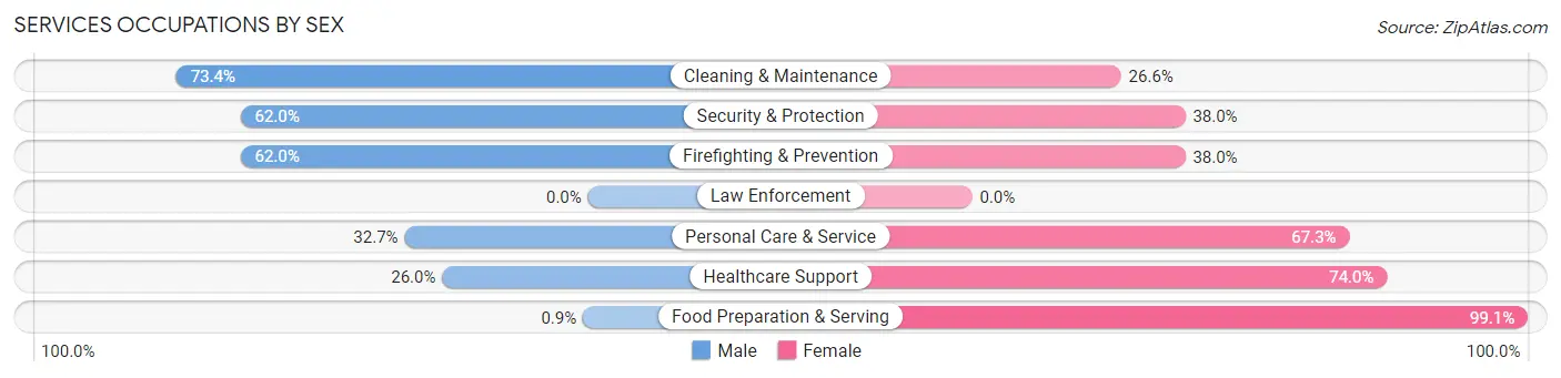 Services Occupations by Sex in Zip Code 39073