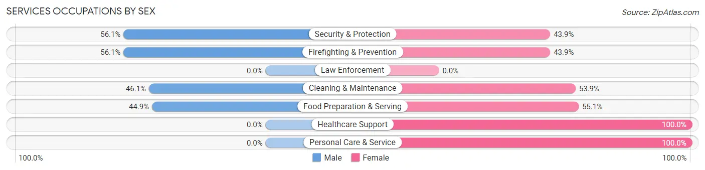 Services Occupations by Sex in Zip Code 39074