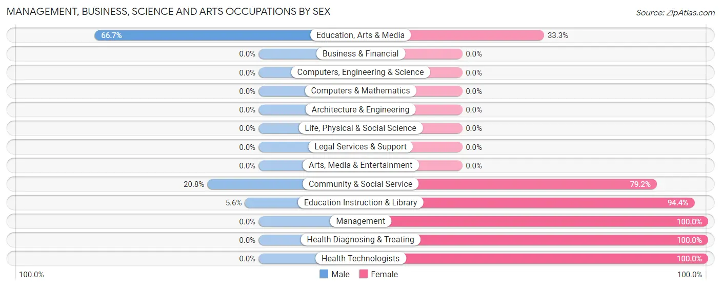 Management, Business, Science and Arts Occupations by Sex in Zip Code 39078