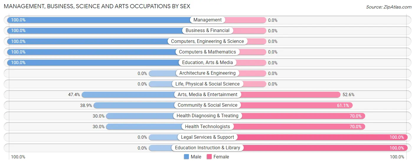 Management, Business, Science and Arts Occupations by Sex in Zip Code 39079