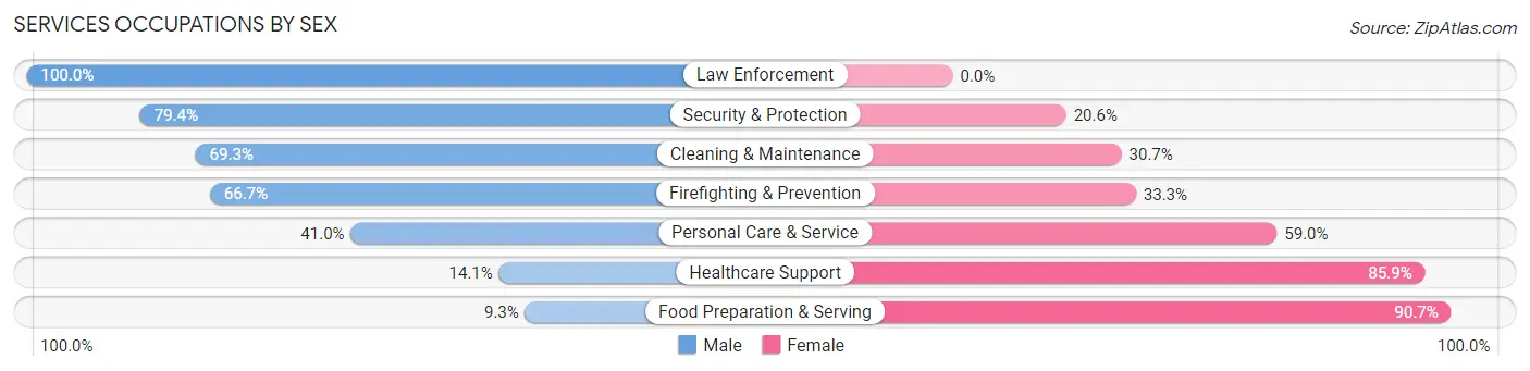 Services Occupations by Sex in Zip Code 39154