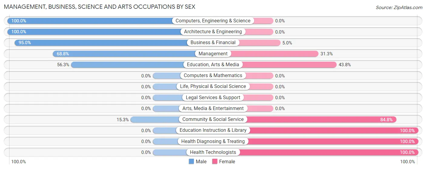 Management, Business, Science and Arts Occupations by Sex in Zip Code 39159