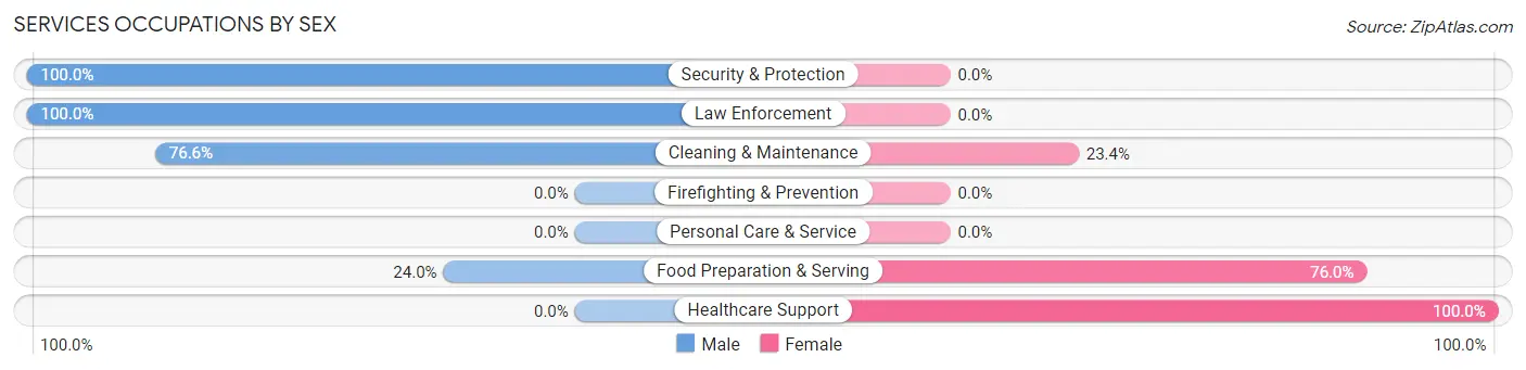 Services Occupations by Sex in Zip Code 39159