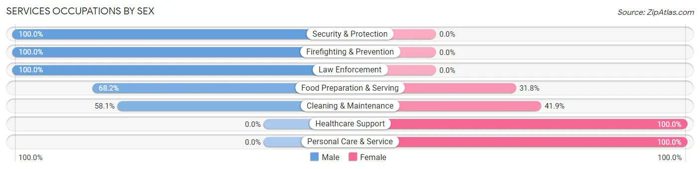 Services Occupations by Sex in Zip Code 39168