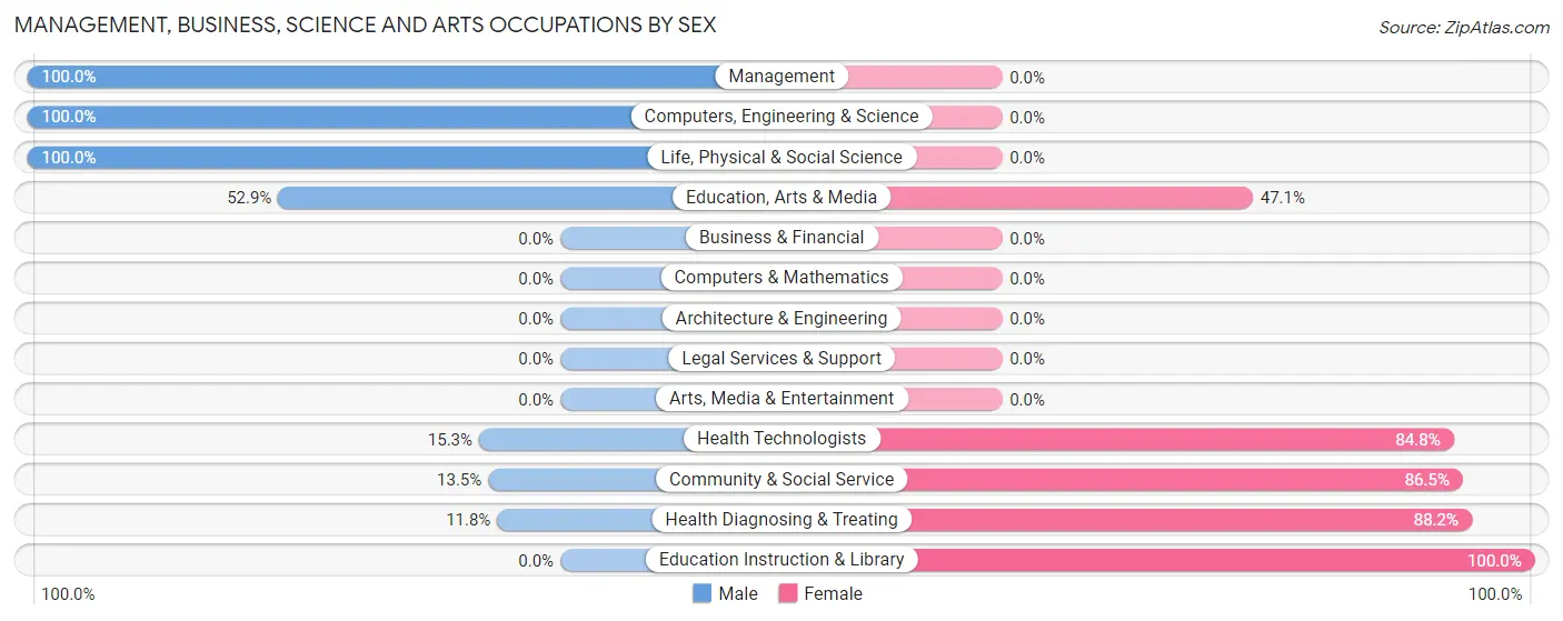 Management, Business, Science and Arts Occupations by Sex in Zip Code 39189