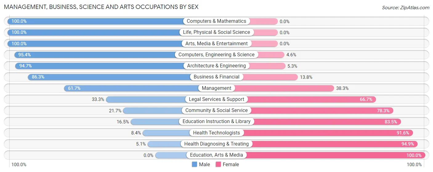 Management, Business, Science and Arts Occupations by Sex in Zip Code 39191