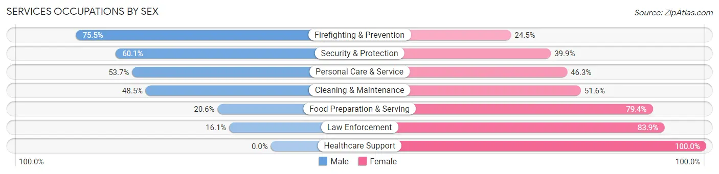 Services Occupations by Sex in Zip Code 39194