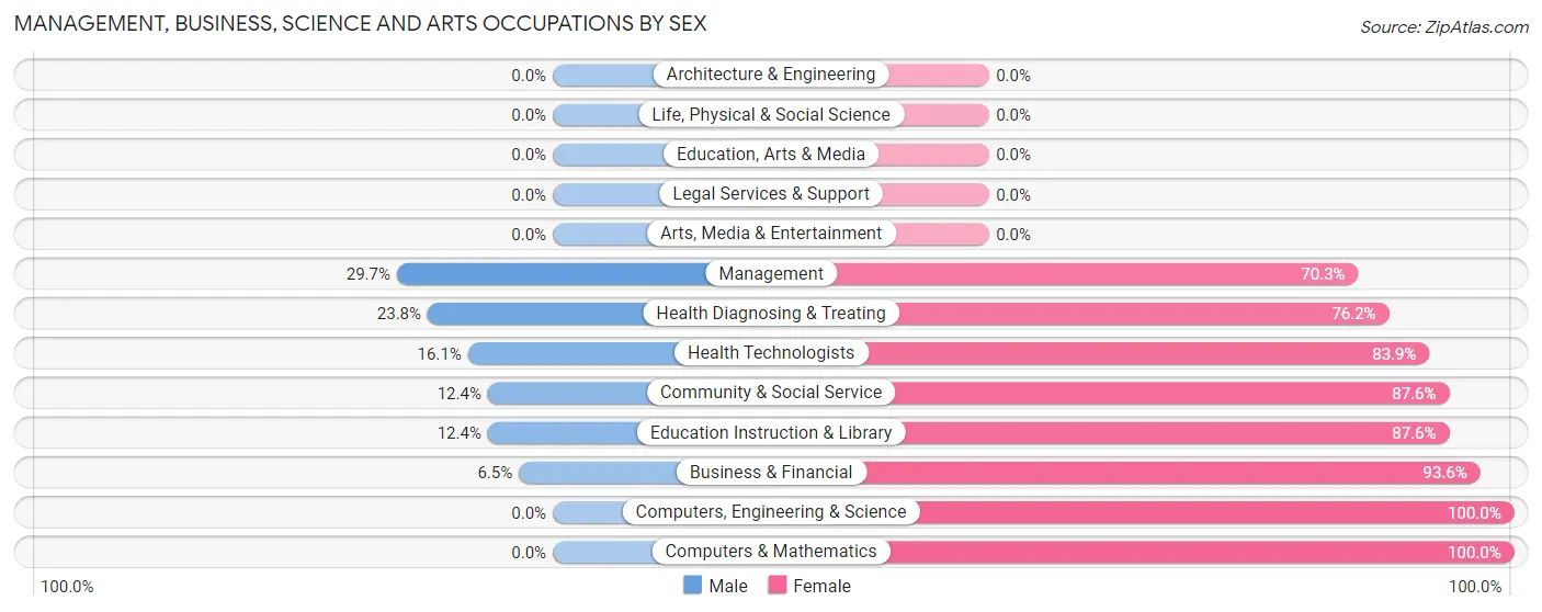 Management, Business, Science and Arts Occupations by Sex in Zip Code 39203