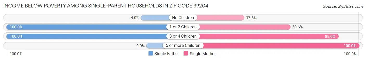 Income Below Poverty Among Single-Parent Households in Zip Code 39204