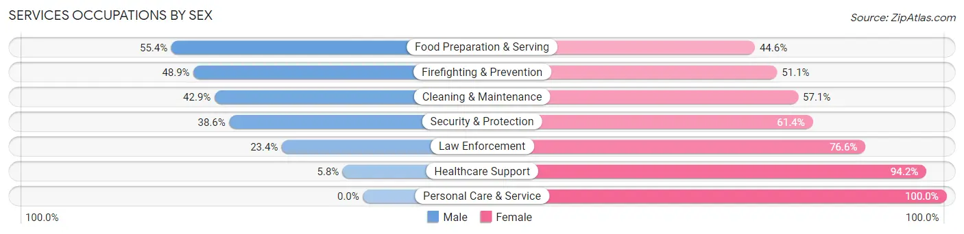 Services Occupations by Sex in Zip Code 39204