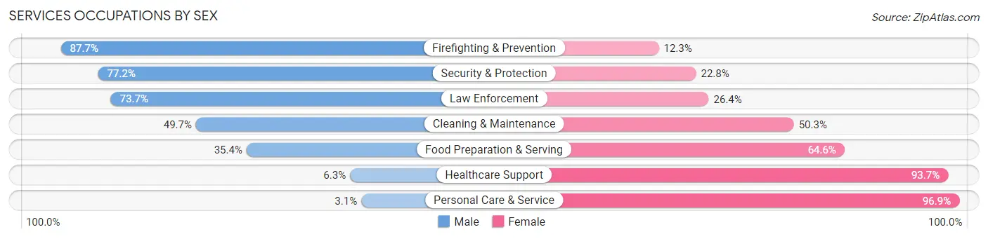 Services Occupations by Sex in Zip Code 39206
