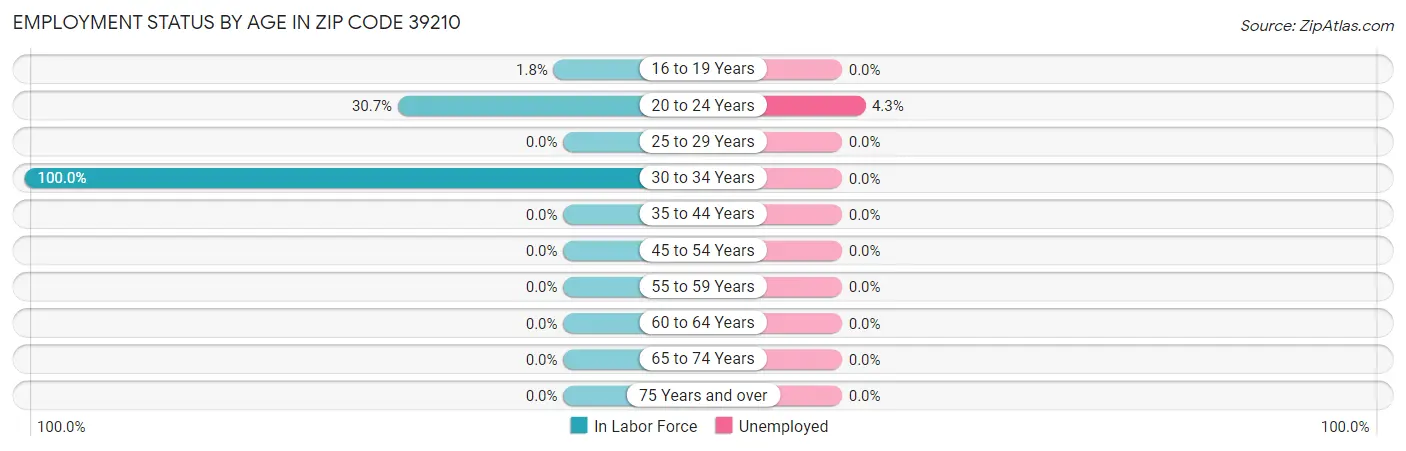 Employment Status by Age in Zip Code 39210