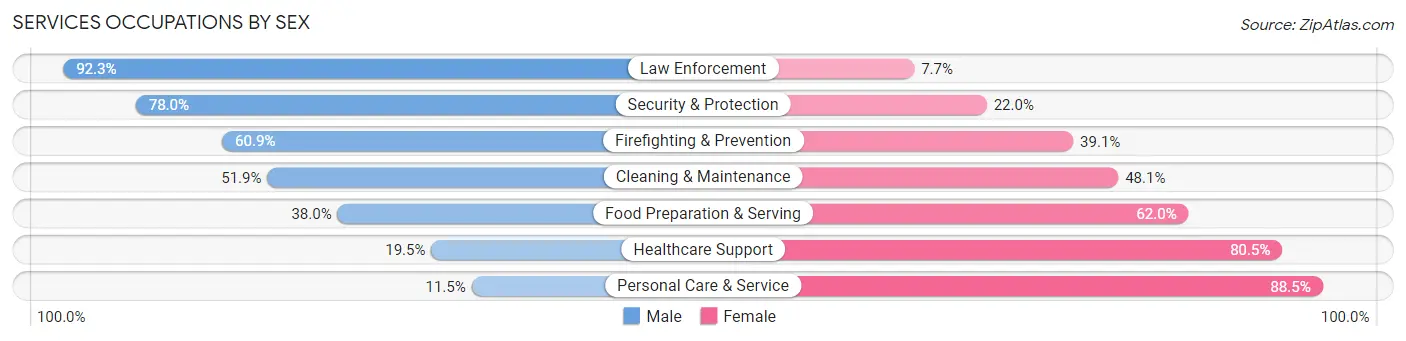 Services Occupations by Sex in Zip Code 39301