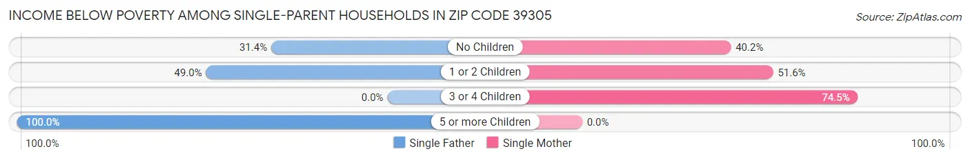 Income Below Poverty Among Single-Parent Households in Zip Code 39305
