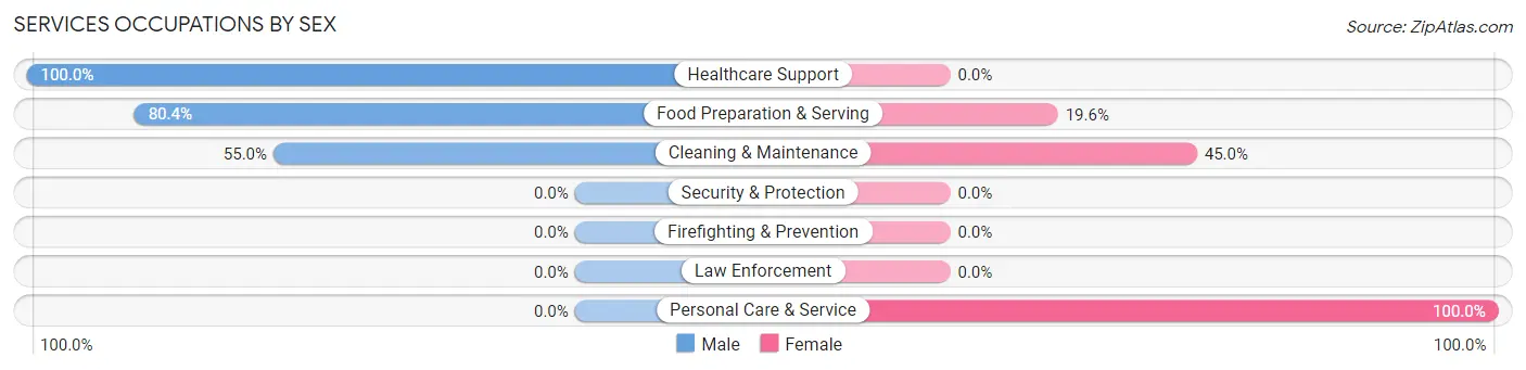 Services Occupations by Sex in Zip Code 39320