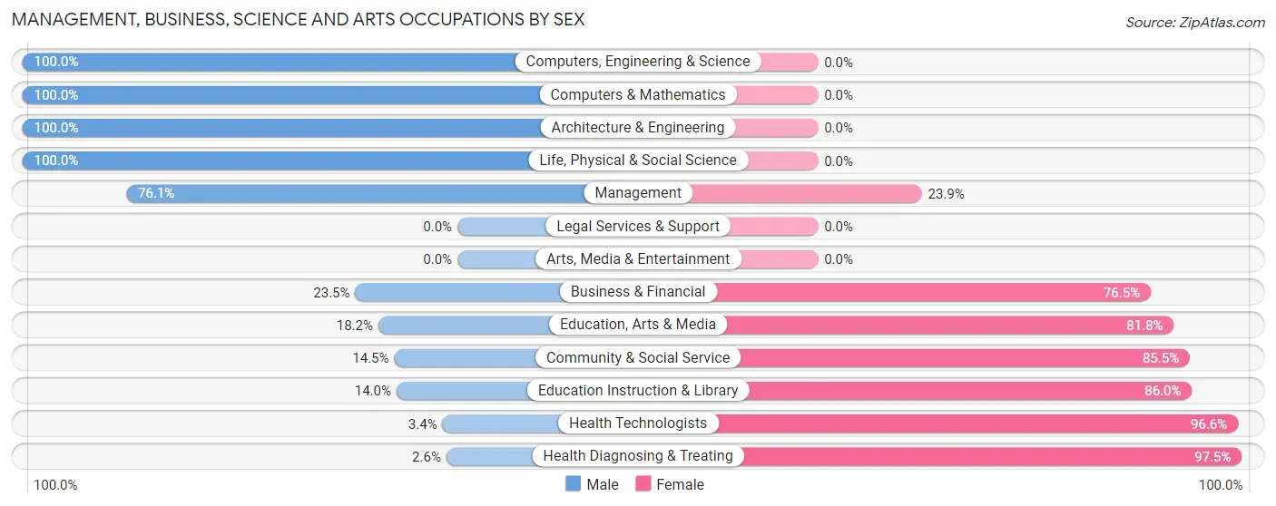 Management, Business, Science and Arts Occupations by Sex in Zip Code 39325