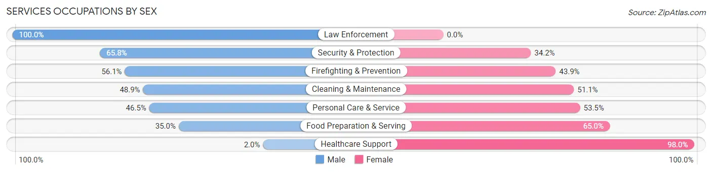 Services Occupations by Sex in Zip Code 39350