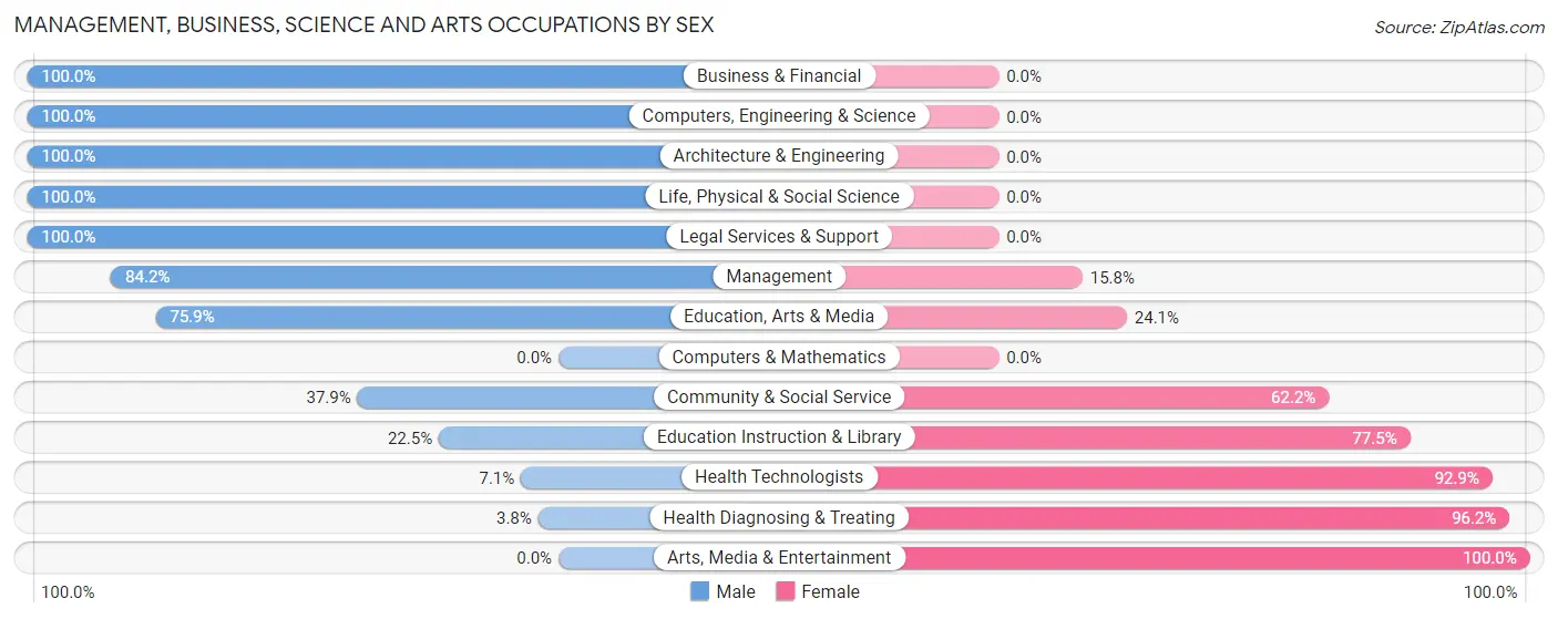 Management, Business, Science and Arts Occupations by Sex in Zip Code 39365