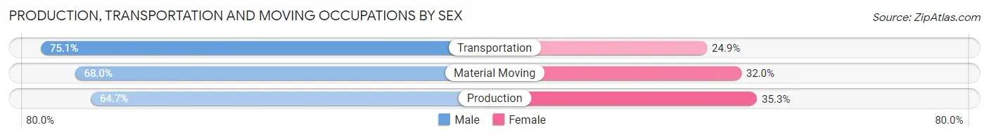 Production, Transportation and Moving Occupations by Sex in Zip Code 39429