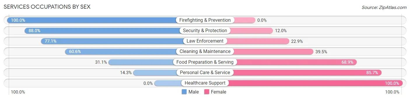 Services Occupations by Sex in Zip Code 39429