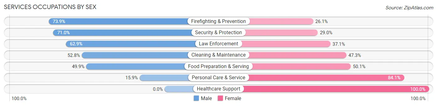 Services Occupations by Sex in Zip Code 39520