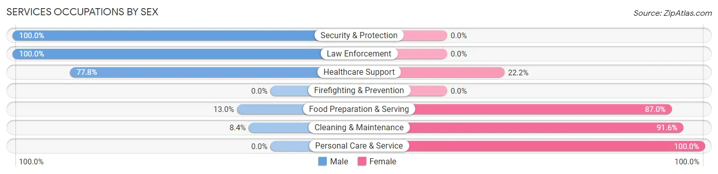 Services Occupations by Sex in Zip Code 39556