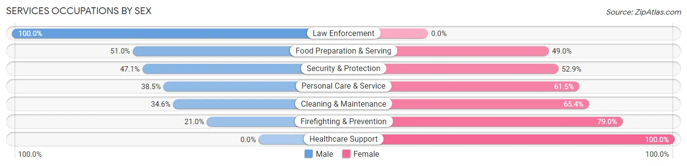 Services Occupations by Sex in Zip Code 39563