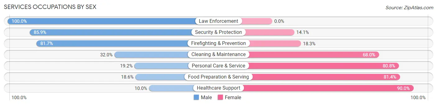 Services Occupations by Sex in Zip Code 39567