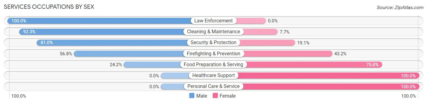 Services Occupations by Sex in Zip Code 39573