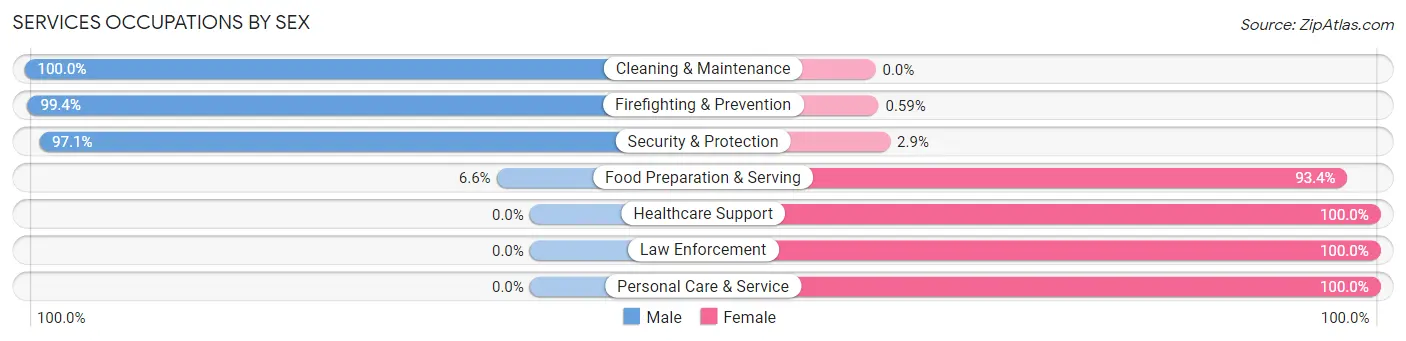 Services Occupations by Sex in Zip Code 39577