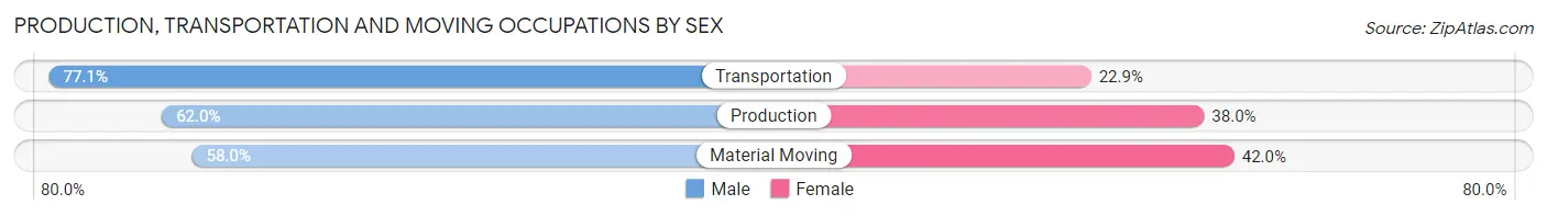 Production, Transportation and Moving Occupations by Sex in Zip Code 39601
