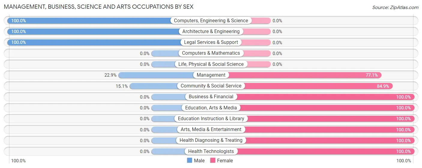 Management, Business, Science and Arts Occupations by Sex in Zip Code 39638