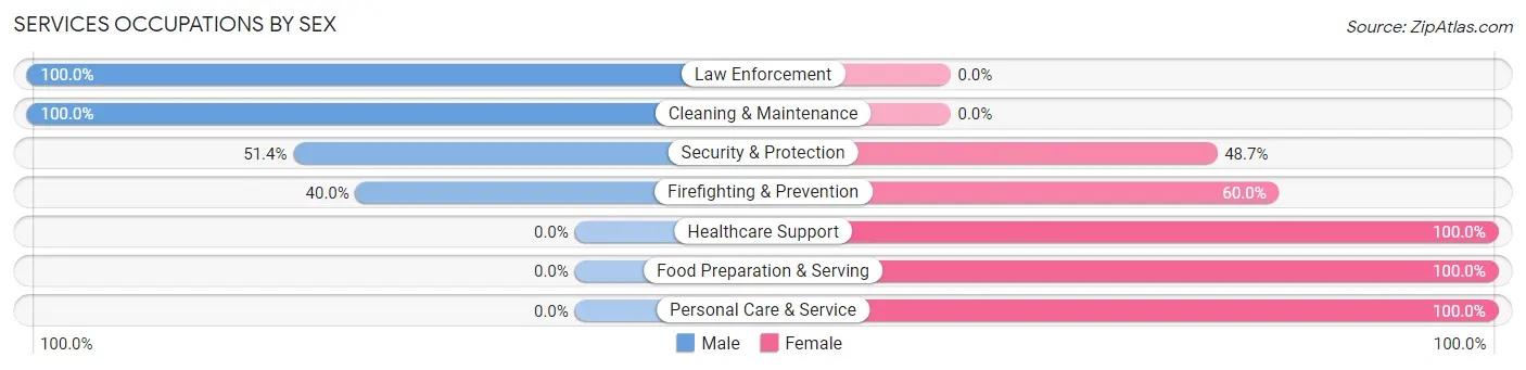 Services Occupations by Sex in Zip Code 39638
