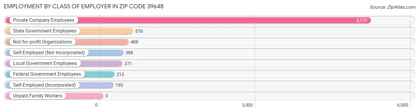 Employment by Class of Employer in Zip Code 39648