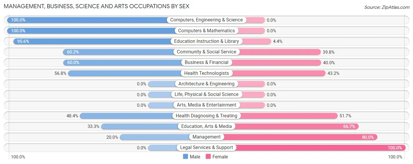 Management, Business, Science and Arts Occupations by Sex in Zip Code 39663