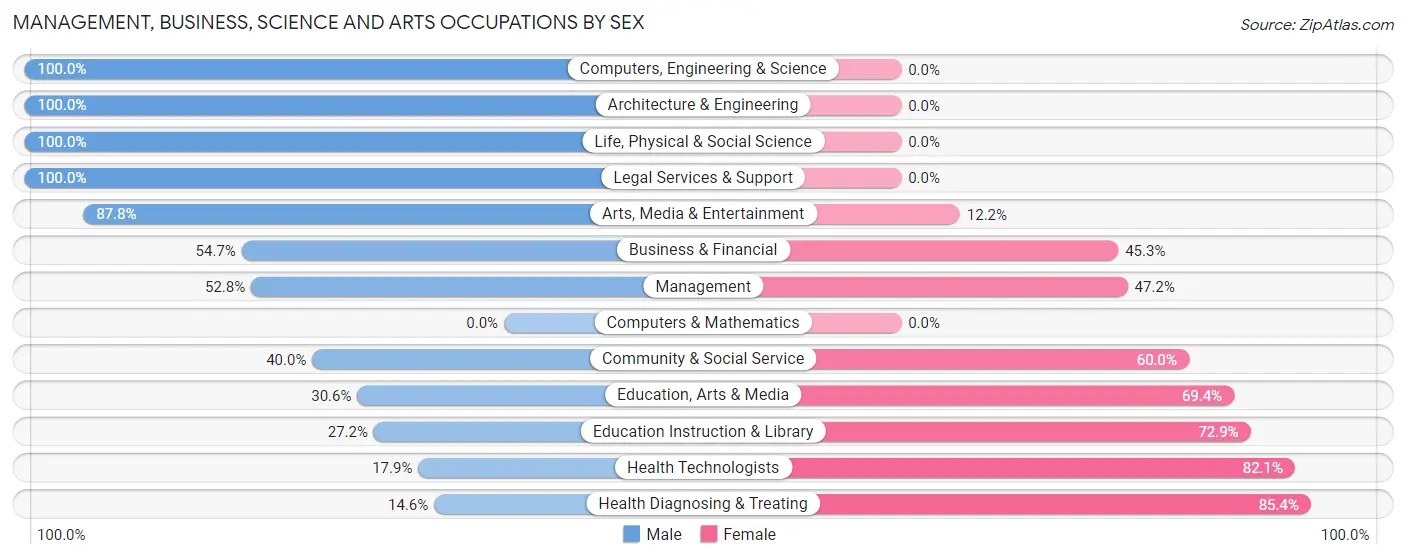 Management, Business, Science and Arts Occupations by Sex in Zip Code 39666
