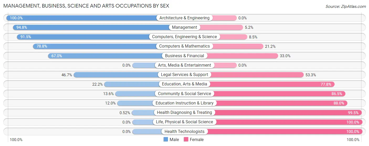 Management, Business, Science and Arts Occupations by Sex in Zip Code 39667