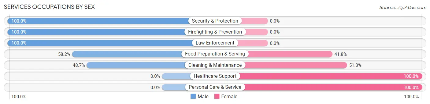 Services Occupations by Sex in Zip Code 39701