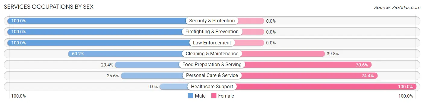 Services Occupations by Sex in Zip Code 39730