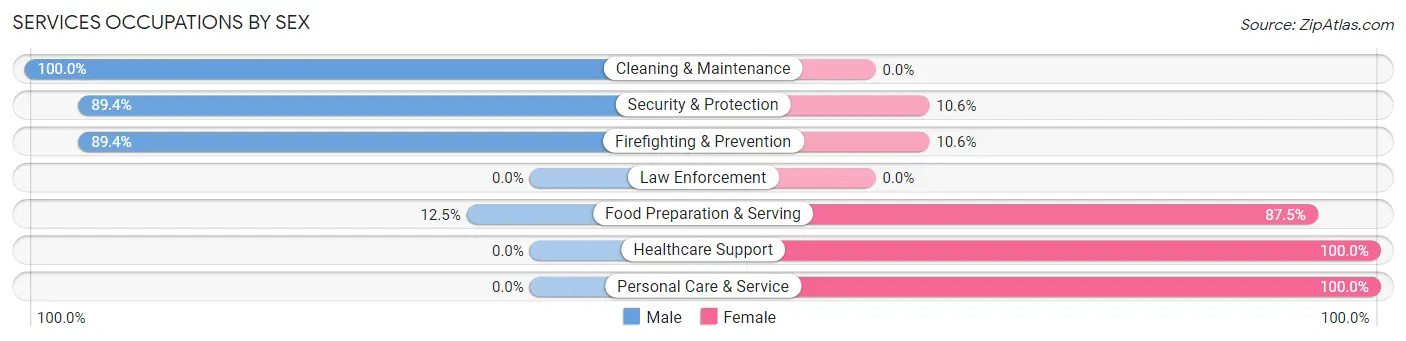 Services Occupations by Sex in Zip Code 39739
