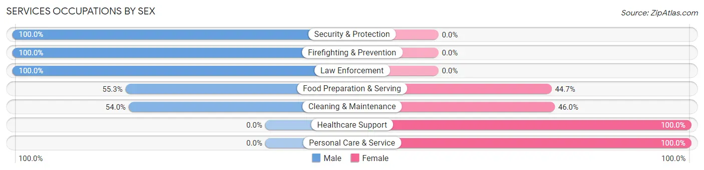 Services Occupations by Sex in Zip Code 39744
