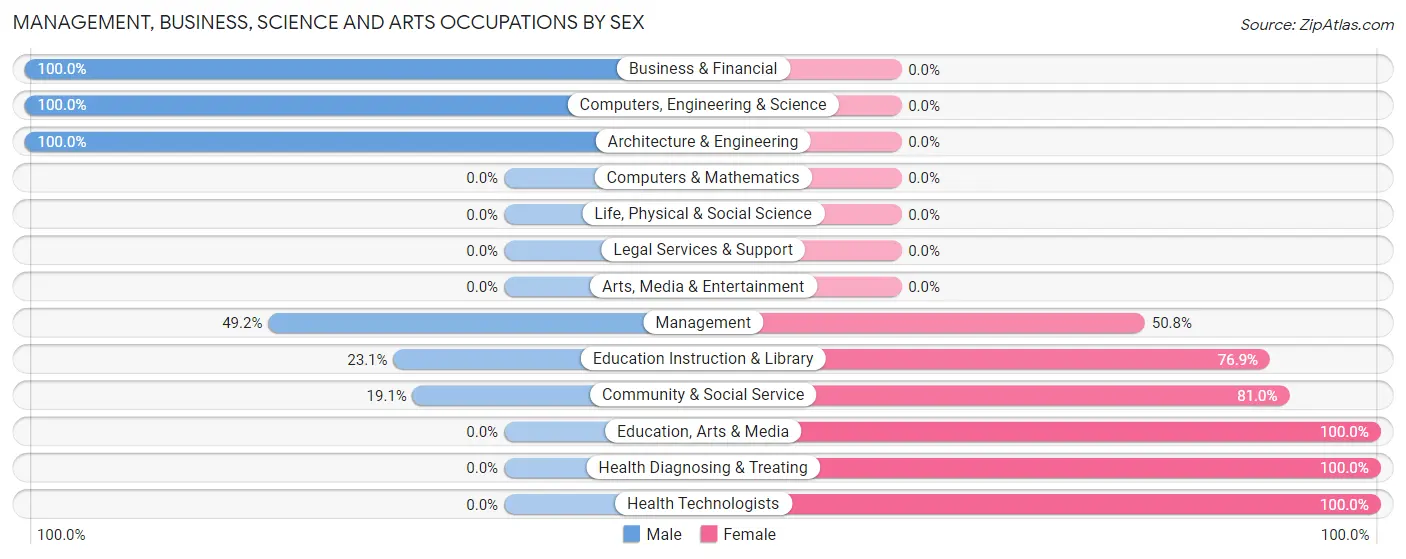 Management, Business, Science and Arts Occupations by Sex in Zip Code 39746