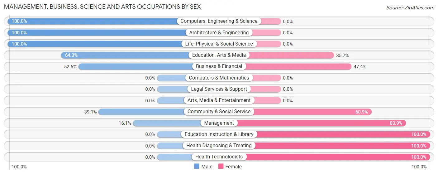 Management, Business, Science and Arts Occupations by Sex in Zip Code 39751